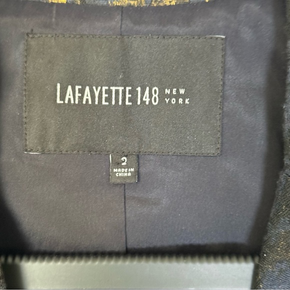 Lafayette 148 New York Gold Shimmer Metallic Blazer Size 2 - Picture 4 of 9